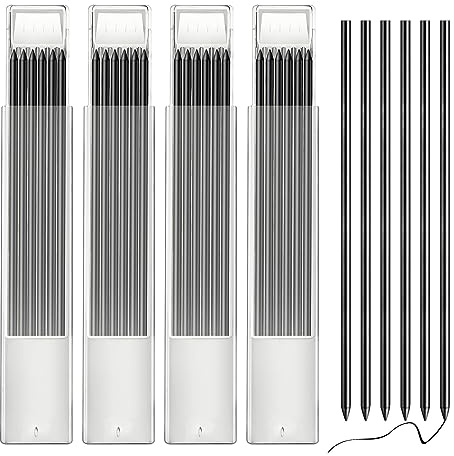 Redamancy Bleistiftminen, 24 Stück für Tischler, 2,8mm Solide Tieflochmarker Konstruktion Bleistift Ersatz, Schwarz