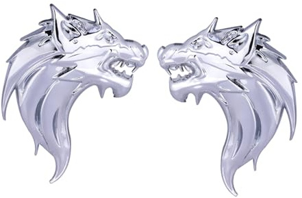 Autoaufkleber Auto Emblem Aufkleber 1 para 3D Metall Wolf Abzeichen Aufkleber Aufkleber Metall Auto LKW Emblem Aufkleber Dekoration (Silber)