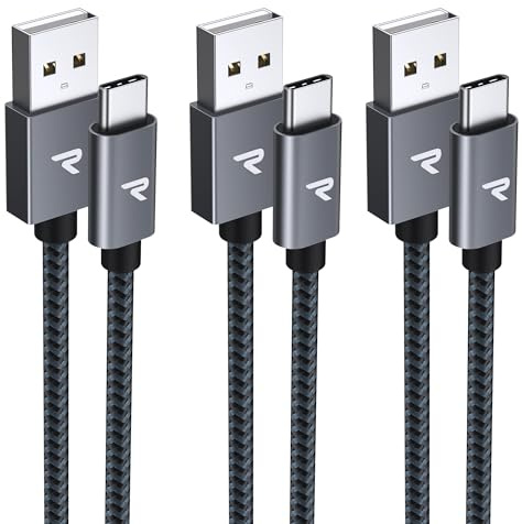 RAMPOW USB C Kabel, [3Pack 1M+1M+2M] USB USB C Kabel, iPhone 16 ladekabel, USB C ladekabel, iPhone 15 ladekabel Schnellladekabel QC 3.0 3A, Ladekabel USB C für iPhone 16/15, Samsung S23/S22-Grau