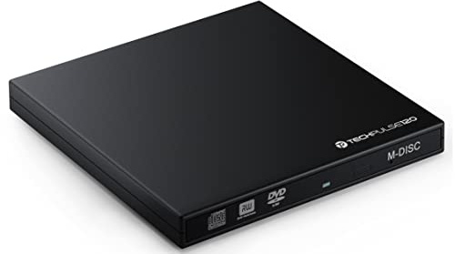 techPulse120 externer USB 3.0 DVD CD M-Disc Brenner Burner Laufwerk Slim SuperDrive DVDRW CDRW ROM für Computer Desktop PC Notebook Ultrabook Netbook Laptop Schwarz