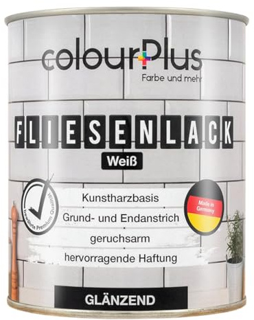 ColourPlus Fliesenlack Badezimmer 750 ml - Weiß Glanz - Fliesenfarbe Küche & Fliesenfarbe Badezimmer (Wand- und Bodenfliesen) mit hoher Deckkraft | wasserbeständig, strapazierfähig
