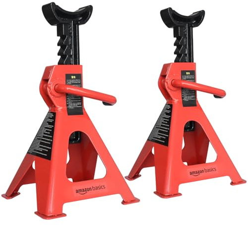 Amazon Basics SW-STJK03 Stützfuß, Stahl, Kapazität von 3 Tonnen (2,7 metrische Tonnen), Schwarz und Rot