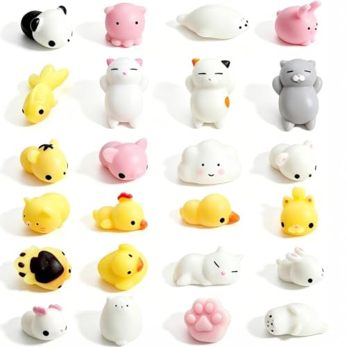 Amaza Mochi Squishy Set, 24 Stück Kawaii Squishies Mitgebsel Kindergeburtstag,Ostern, Squeeze Toy für Kleine Geschenke für Kinder,Spielzeug für Give Aways Kindergeburtstag Gastgeschenke Party Favors