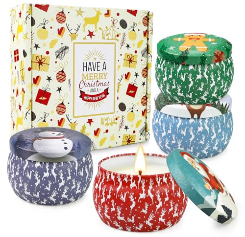 Yinuo Mirror Weihnachten Duftkerzen Geschenkset für Frauen, 120 Stunden Brenndauer, Sojakerzen Aromatherapiekerze für Zuhause, Yoga, Entspannung, Bad, SPA, Weihnachts Geschenke für Frauen