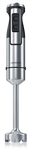 Arendo - Stabmixer 1000 Watt Edelstahl Set - vierflügeliges Messer - Pürierstab - stufenlose Geschwindigkeitsregelung - Turbotaste - Abnehmbarer Mixfuß