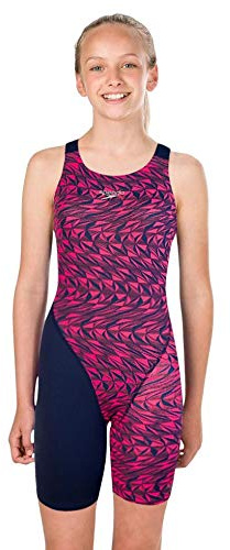 pentland brands plc Speedo Junior Mädchen Fastskin Endurance+ Rückenfrei Wettkampfanzug - Marineblau/Rosa (24)