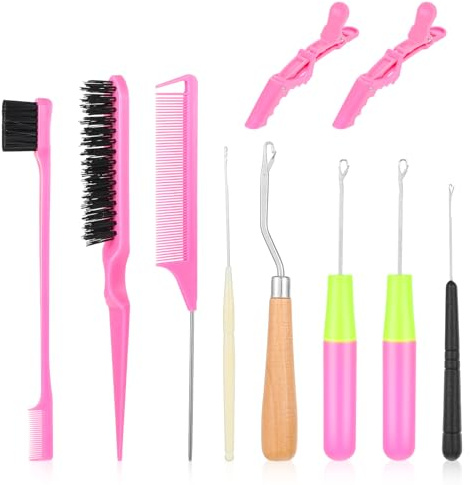 10 Teiliges Knüpfnadel Haarnadel Set Dreadlocks Perücken Verlängerungen Fangnadel Häkelnadel Dreadlock Zubehör Haken für Haarverlängerungen Häkelzubehör für Dreadlocks Zöpfe Perücken