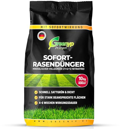 Greenyp Instant Rasendünger Frühjahr I 30kg für 1200m² I mit blitzschneller Sofortwirkung für Frühjahr bis Spätsommer I verhindert Moosbildung I NPK Dünger Rasen Dünger