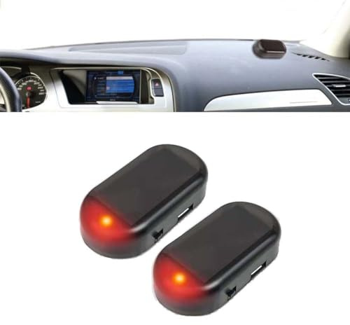 Aexzr 2PCS Auto Stealth Jammer, Solar Anti-Theft Licht, Alarmanlage Auto, LED Licht Simulieren Nachahmung Warnung Anti Diebstahl Blinklampe (Rot)