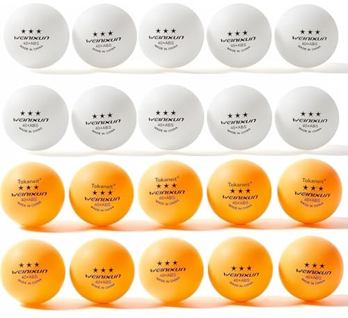 Tokaneit Table Tennis Balls ABS Zweifarbig 40mm 20 pcs, Tischtennisbälle, Tischtennisbälle 3 Sterne, Ideal für Innen- und Außen-Tischtennisplatten, Wettbewerb und Lässig