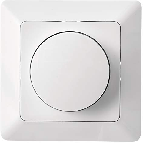 EMOS - LED-Dimmer-Schalter mit Drehknopf - für dimmbare LED-Lampen, Drehregler und Drückschalter - Unterputz-Drehdimmer - 230 V~, 50 Hz, 7-150 W/VA - weiß (glänzend)
