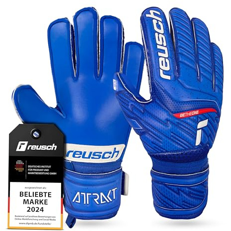 Reusch Torwarthandschuhe Kinder Jugendliche |starker Grip, ergonomische Passform & maximale Stabilität |für Training & Spiel | Naturrasen & Kunstrasen | Größe 3-8 | Attrakt Silver Junior