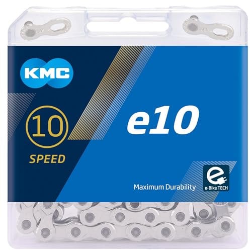 Fahrrad Kette, KMC Fahrradkette, e10 Silver, 1/2" x 11/128", 122 Glieder, 10-fach, silber