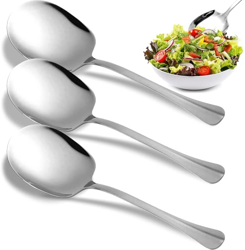 Servierlöffel aus Edelstahl,3 Stück Großer Servierlöffel 25cm,Vorlegelöffel mit Langem Griff,Salatlöffel Großer Löffel EsslöFfel für Bankett Buffet Restaurant,Vorlegebesteck