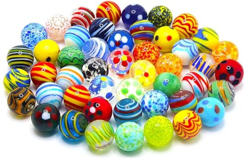Jiahuade Glasmurmeln,20 Stück Glas Murmeln Murmelspiel,16mm Bunte Murmeln,Transparent Handgefertigte Glasmurmeln Bunt für Murmelspiel Erwachsener Haus Dekoration