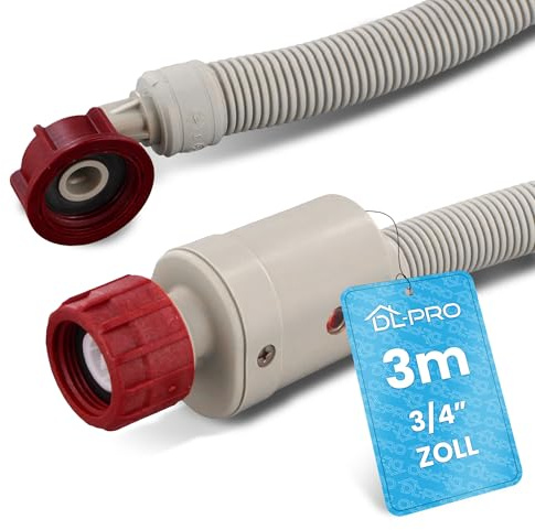 DL-pro Universal Zulaufschlauch 3m 3/4 Zoll Aquastop Schlauch gerade/gewinkelt Sicherheitsschlauch für Waschmaschine Spülmaschine Geschirrspüler 90°C 10 Bar