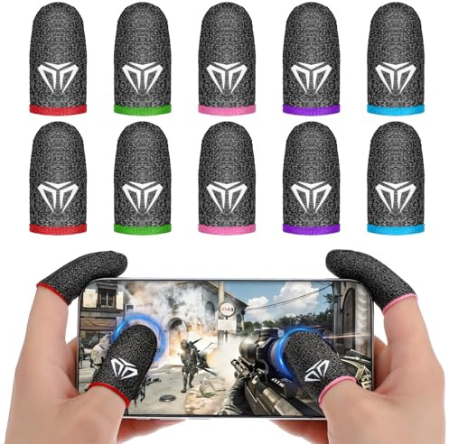 WLLHYF 10 Stück Gaming Finger Sleeves Elasthan Fasern Mobile Game Touchscreen Fingerhülse Bequeme Atmungsaktiver Anti-Schweiß Finger Handschuhe Daumenhülsen Fingerabdeckung Fingerlinge