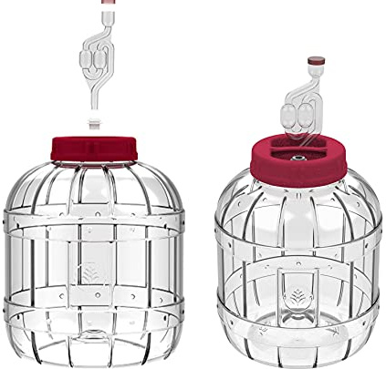lilawelt24 2 x Gärbehälter aus Kunstoff Gärbehälter mit Gäraufsatz, für Wein, Bier, Maische Weck, Weinballon Gärballon 5L Flasche