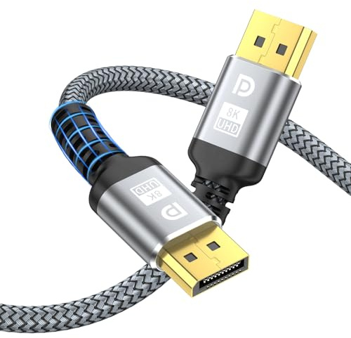 looyotul 8K DisplayPort Kabel,DP 1.4 Kabel 0.5m(8K60Hz,4K@144Hz,2K@240Hz) Unterstützung 32.4GBps,vergoldeter Anschluss,hohe Bildwiederholrate für Gaming Monitor,HDR,FreeSync G-Sync,Grafikkarte,PC