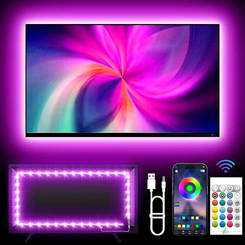 KANTUTOE LED TV Hintergrundbeleuchtung, 4m LED-Streifen für 43-55 Zoll TV, Musik Sync Farbe wechselnde TV-Lichter mit APP und Fernbedienung USB Powered LED-Lichter für Zimmer (4M for 43-55 TV)