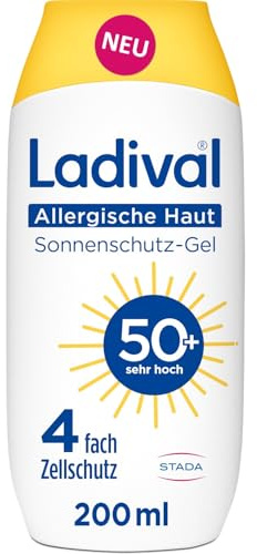 Ladival Allergische Haut Sonnenschutz-Gel LSF 50+: Sonnencreme für den Körper bei Sonnenallergie und Mallorca-Akne, wasserfest, mit 4-fach Zellschutz, 200ml