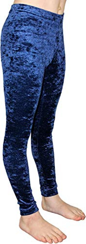 GymStern Made IN Germany Leggings Crash SAMT Velvet bi-elastisch Mädchen Damen Kinder Balletthose Fitnesshose Yogahose Farbe DUNKELBLAU Größe 134/140