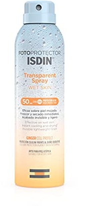 Fotoprotección Isdin DE Fotoprotector Wet Skin Transparent Spray LSF 50 (250ml) Wasserfest und Wet Skin unsichtbarer und leichter Lichtschutz