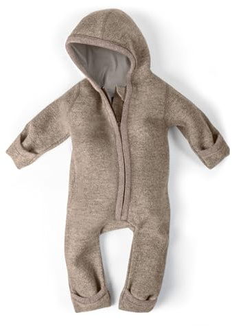 Ehrenkind® WALKOVERALL | Baby Wollwalk-Overalls aus Merino Schurwolle mit Reißverschluss | Walk Wolle Woll-Anzug für Kleinkind und Baby | Beige Gr. 74-80