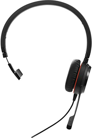Jabra Evolve 30 UC Mono Headset – Unified Communications Kopfhörer für VoIP Softphones mit passivem Noise Cancelling – 3,5 mm Klinke – Schwarz