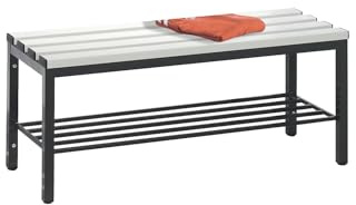 C + P Möbelsysteme C+P | Umkleidebank Basic | Kunststoffleisten | Länge 1000 mm | lichtGrau | Schuhrost