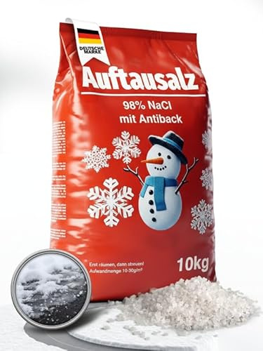 Auftausalz oder Streusalz 10kg ist der perfekte Schnee Salzstreuer - Schützen Sie Ihre Liebsten! Unser Winterstreumittel sichert Ihre Wege im Winter | Streugut aus 98% Nacl | Natureflix (10 kg)