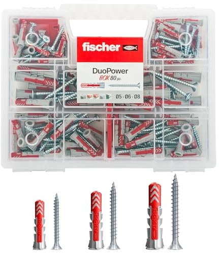Fischer 544546 Duopower Kit Universaldübel mit Schraube, farblos.