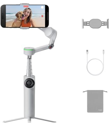 Insta360 Flow 2 Pro Grau – Der branchenerste KI-Smartphone-Gimbal mit Apple DockKit, innovatives 360°-Schwenk-Tracking, frei neigbar, Stativ/Selfie-Stick integriert, mobiler Vlog-/Reise-Stabilisator