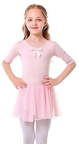 Bezioner Ballettkleidung Mädchen Tanzkleid Kinder Baumwolle Balletttrikot Ballettkleid mit Rock Tütü
