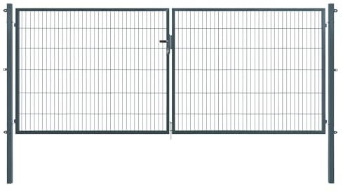 Doppeltor | extra breit, B400 x H120 cm | Anthrazit RAL 7016 | Doppelflügeltor inkl. Torpfosten & Schließzylinder | verzinkt & pulverbeschichtet | UV- und witterungsbeständig