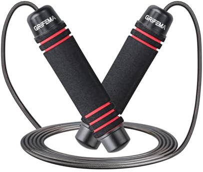 GRIFEMA Springseil, Speed Rope Verstellbar mit Rutschfester Schaum Griffe, Länge Einstellbar, Rutschfest, Springseil Erwachsene Fitness für Fitness und Ausdauer und Seilspringen