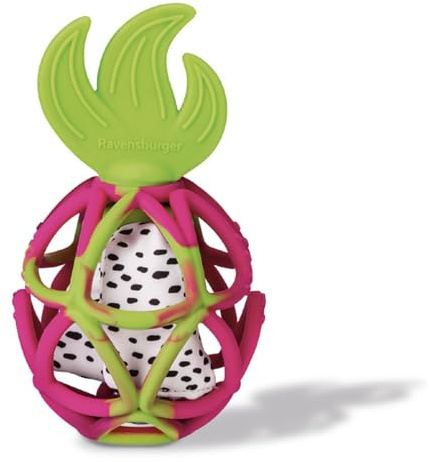 Ravensburger 12034122 Play+ Sensorik-Greifling: Drachenfrucht, Spielzeug ab 0 Monate, Zahnungshilfe, Motorikspielzeug aus Silikon mit Knistertuch
