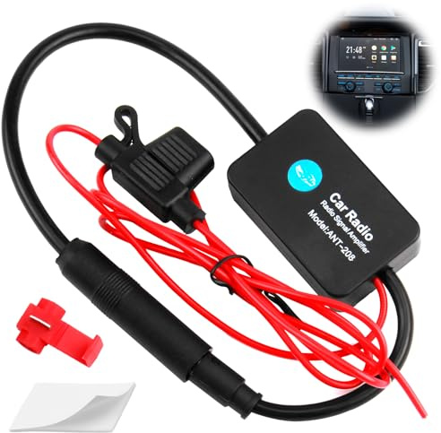 Autoradio Antenne Antennenverstärker FM AM Auto Antenne 12V Autoradio Antennenverstärker Geringes Rauschen Hohe Verstärkung DIN-Stecker für Audio Stereo Digital Fahrzeug LKW SUV