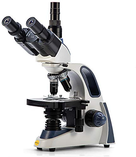 SWIFT SW380T Trinokulares Durchlicht Mikroskop 40X-2500X, Siedentopf Kopf, Labor Compound Mikroskop mit WF 10X/25X Okulare für Studenten Erwachsene, Ultrapräzise Fokussierung, Kamera-kompatibel