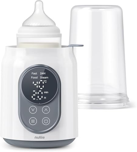 Flaschenwärmer Baby, Nuliie 10-in-1 Elektrischer Flaschenwärmer für Muttermilch oder Milchnahrung mit Intelligenter Temperaturregelung und Automatischer Abschaltung, 220V