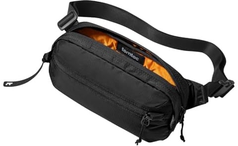 tomtoc 1,5 Liter Sling Bag mit RFID Schutz, Anti Diebstahl Bauchtasche Umhängetasche Schultertasche Crossbody Bag für Herren Damen, Spritzwassergeschützt Leicht Brusttasche für Alltag Reise, Schwarz
