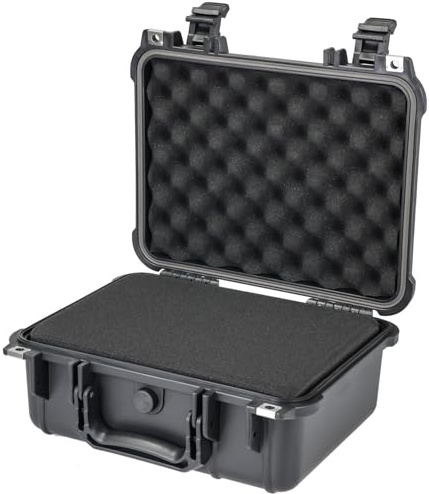 HMF ODK100 Outdoor-Fotokoffer, Transportkoffer mit Rasterschaumstoff | 34 x 29,5 x 15,5 cm