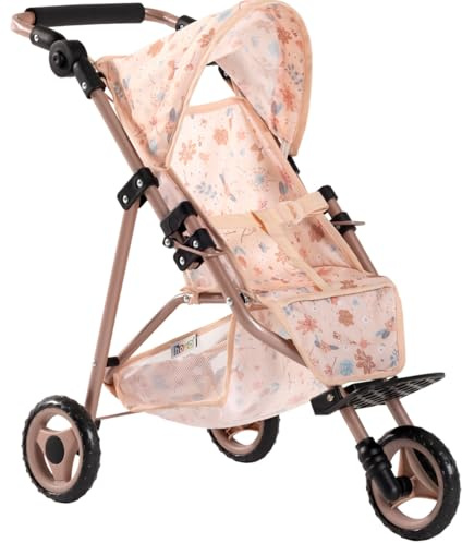howa Puppenbuggy „miniflowers“ – eleganter Puppenwagen - Jogger für Puppen bis 50 cm, Puppenjogger mit höhenverstellbaren Schiebegriff 2260