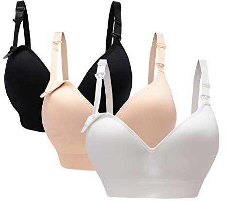 Oliked Still-BH für Frauen, Soft Cup, 3-4 Stück, 3 Stück (schwarz + weiß + beige), XL