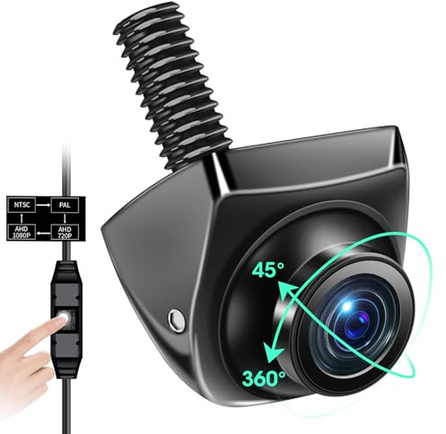 Jansite Universal Rückfahrkamera Unterstützt AHD1080P/720P/NTSC/PAL 12-24V | 360° Drehbar Rückfahrkamera Auto, IP69K Einparkhilfe 170° Weitwinkel Rückkamera Nachrüsten für Auto Wohnmobil Van SUV RV