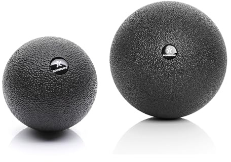 BODYMATE SET aus Faszien-Ball (Durchmesser 8cm) und großem Faszien-Ball (12cm) Schwarz, Selbstmassage-Ball für Faszientraining