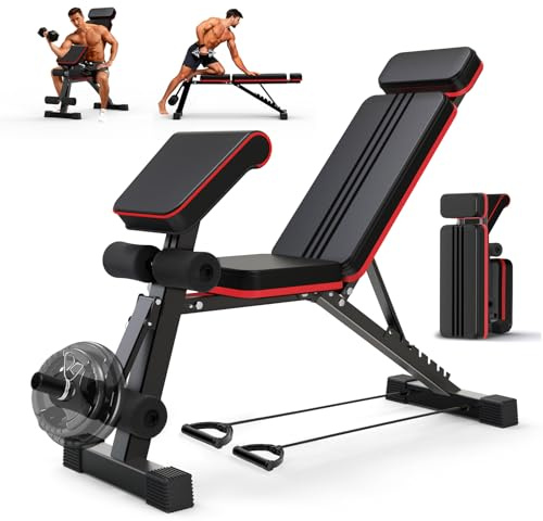 SPYLAVE Hantelbank Klappbar Multifunktion 8-in-1 Trainingsbank, 400KG Belastbarkeit, Verstellbare Fitnessbank mit 7-Fach Rückenlehne, Beinstrecker & Rückentrainer, Ganzkörpertraining für Home Gym (L)