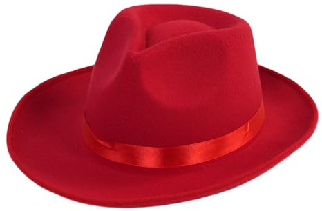 Schwarzer Fedora-Hut mit breiter Krempe und Satinband, Panamahut, Rancher-Hut für Damen und Herren