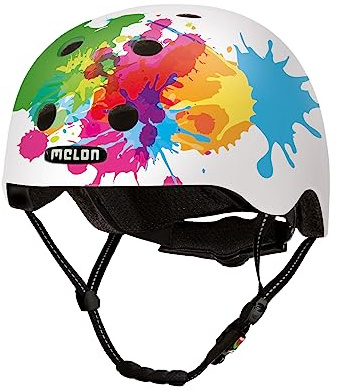Melon Fahrradhelm »Coloursplash« für Damen, Herren und Kinder | Leichter & sicherer urbaner Cityhelm mit Magnetverschluss, individuell anpassbar in weiß, bunt | Größe M-L (52–58cm)