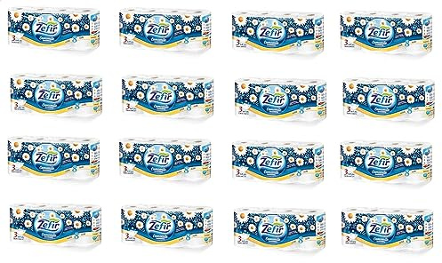 Zefir Toilettenpapier 128 Rollen 3-lagig Kamillenduft | 157 Blatt, Kamillenpapier